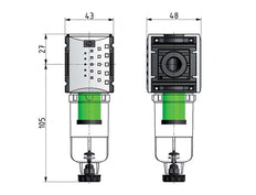 Pré-filtre 0,3microns G1/4'' 140l/min Auto (Fermé sans pression) Polycarbonate Futura 0