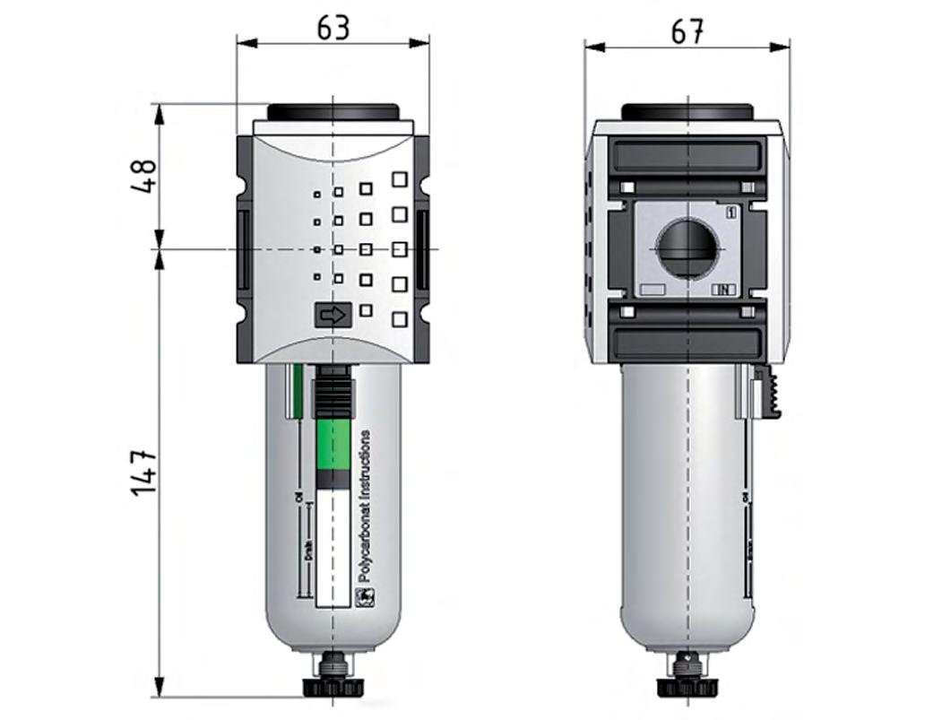 Pré-filtre 0.3microns G1/2'' 500l/min Semi-Auto Polycarbonate Futura 2