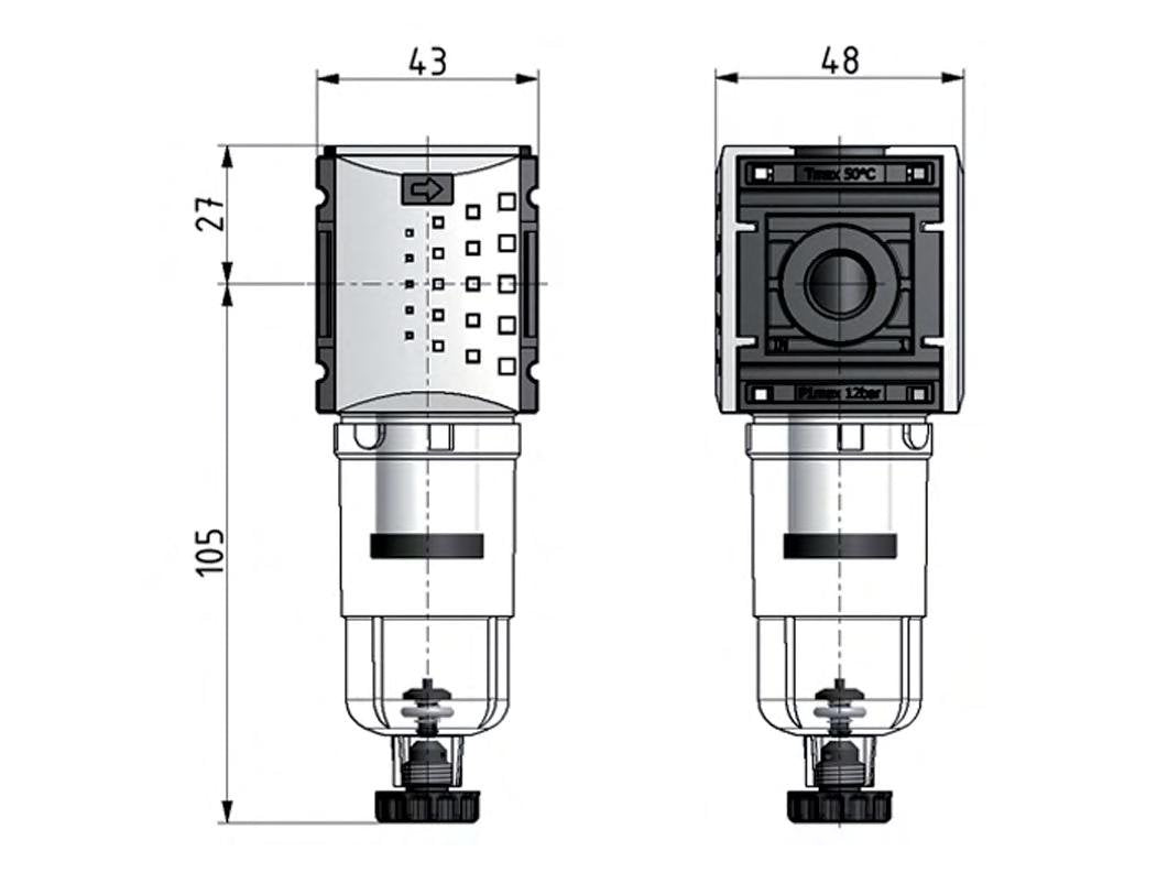 Microfilter 0.01microns G1/4'' 190l/min Futura 0