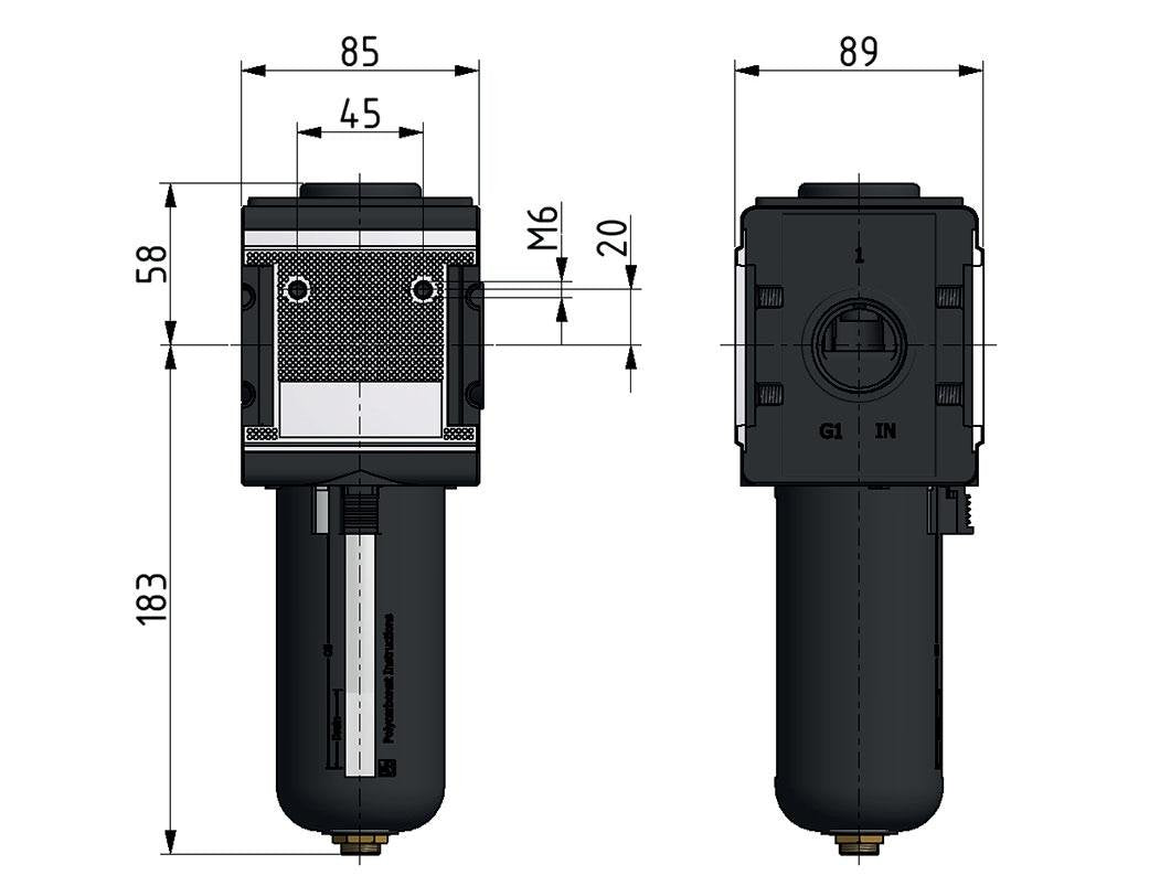 Filtre à charbon actif G1'' 3000l/min Cage de protection semi-automatique Polycarbonate Multifix 4