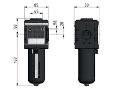 Filtre à charbon actif G1'' 3000l/min Cage de protection semi-automatique Polycarbonate Multifix 4