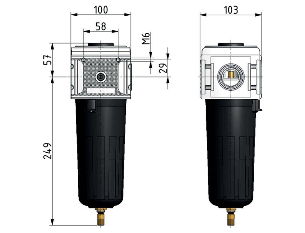 Microfiltre 0.01microns G3/4'' 2600l/min Auto Metal Multifix 5