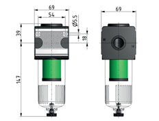 Microfiltre 0.01microns G1/2'' 720l/min Cage de Protection Automatique Polycarbonate Multifix 2