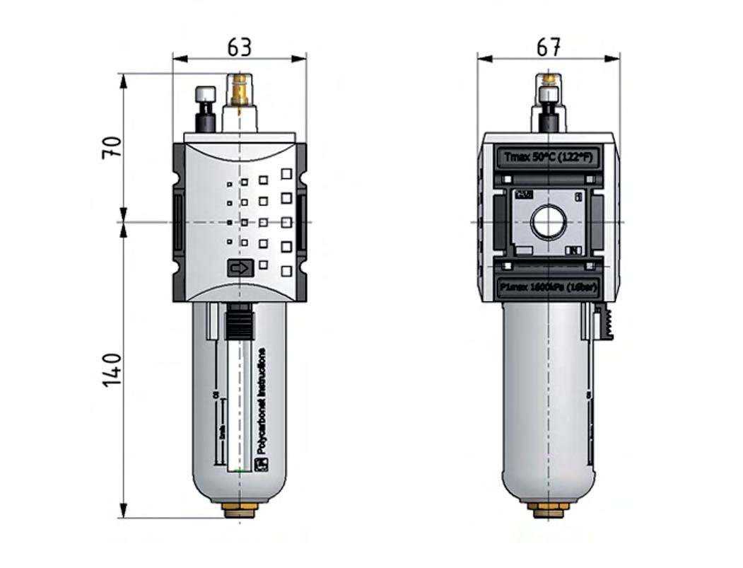 Lubrificateur G1/2'' en polycarbonate Futura 2