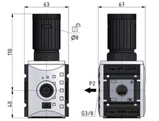 Régulateur de pression de précision pour assemblage de collecteur G3/8'' 4500l/min 0.5-8.0bar/7-116psi PA Futura 2