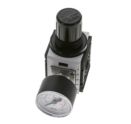 Régulateur de pression pour assemblage de collecteur G1/4'' 1000l/min 0.2-4.0bar/3-58psi PA 40 mm Manomètre Futura 0