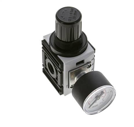 Régulateur de pression pour assemblage de collecteur G1/4'' 1000l/min 0.2-4.0bar/3-58psi PA 40 mm Manomètre Futura 0