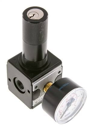 Régulateur de pression de précision G1/4'' 2100l/min 0.1-3.0bar/1-44psi Verrouillage du cylindre en fonte de zinc Multifix 1