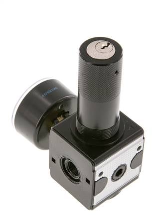 Régulateur de pression de précision G1/4'' 2100l/min 0.1-3.0bar/1-44psi Verrouillage du cylindre en fonte de zinc Multifix 1