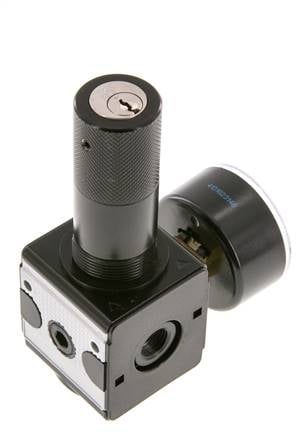 Régulateur de pression de précision G1/4'' 2100l/min 0.1-3.0bar/1-44psi Verrouillage du cylindre en fonte de zinc Multifix 1
