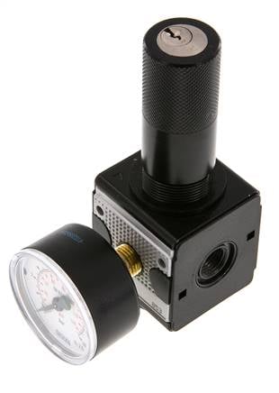 Régulateur de pression G1/4'' 2100l/min 0.2-6.0bar/3-87psi Corps en zinc moulé sous pression Verrouillage du cylindre Multifix 1