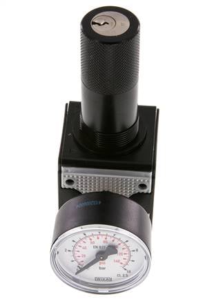 Régulateur de pression G1/4'' 2100l/min 0.2-6.0bar/3-87psi Corps en zinc moulé sous pression Verrouillage du cylindre Multifix 1