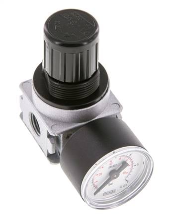 Régulateur de pression G1/4'' 1450l/min 0.1-3.0bar/1-44psi en fonte de zinc avec manomètre de 40 mm Multifix 0