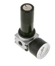 Régulateur de pression G1/4'' 1450l/min 0.2-6.0bar/3-87psi en fonte de zinc avec manomètre de 40 mm et verrouillage du cylindre Multifix 0