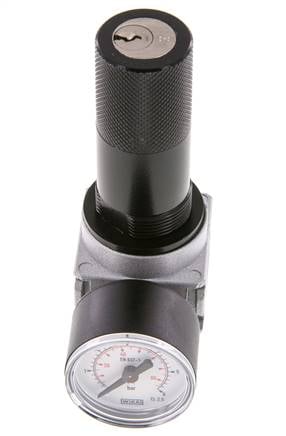 Régulateur de pression G1/4'' 1450l/min 0.1-3.0bar/1-44psi en fonte de zinc avec manomètre de 40 mm et verrouillage du cylindre Multifix 0