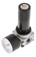 Régulateur de pression G1/4'' 1450l/min 0.5-10.0bar/7-145psi en fonte de zinc avec manomètre de 40 mm et verrouillage du cylindre Multifix 0