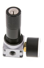 Régulateur de pression G1/4'' 1450l/min 0.5-10.0bar/7-145psi en fonte de zinc avec manomètre de 40 mm et verrouillage du cylindre Multifix 0