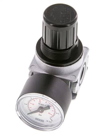 Régulateur de pression G1/4'' 1450l/min 0.1-3.0bar/1-44psi en fonte de zinc avec manomètre de 40 mm Multifix 0
