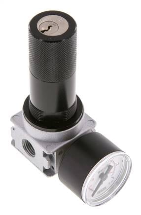 Régulateur de pression G1/4'' 1450l/min 0.1-3.0bar/1-44psi en fonte de zinc avec manomètre de 40 mm et verrouillage du cylindre Multifix 0