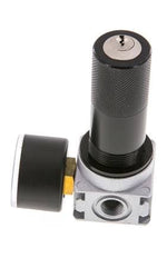 Régulateur de pression G1/4'' 1450l/min 0.5-10.0bar/7-145psi en fonte de zinc avec manomètre de 40 mm et verrouillage du cylindre Multifix 0