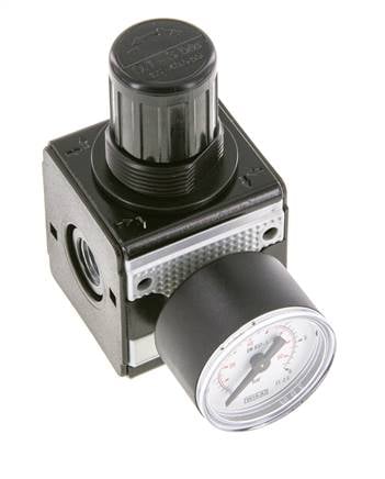 Regulateur de pression pour assemblage de collecteur G1/4'' 2250l/min 0.1-3.0bar/1-44psi en fonte de zinc avec manomètre de 40 mm Multifix 1