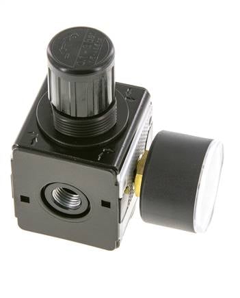 Regulateur de pression pour assemblage de collecteur G1/4'' 2250l/min 0.1-3.0bar/1-44psi en fonte de zinc avec manomètre de 40 mm Multifix 1