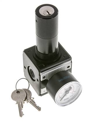 Régulateur de pression pour assemblage de collecteur G1/4'' 2250l/min 0.5-10.0bar/7-145psi en fonte de zinc 40 mm Manomètre Multifix 1