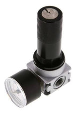 Régulateur de pression G1/4'' 600l/min 0.5-10.0bar/7-145psi Manomètre 40 mm Serrure à cylindre Multifix 0