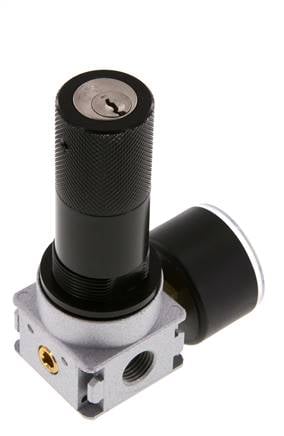 Régulateur de pression G1/4'' 600l/min 0.5-10.0bar/7-145psi Manomètre 40 mm Serrure à cylindre Multifix 0