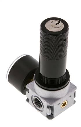 Régulateur de pression G1/4'' 600l/min 0.1-3.0bar/1-44psi Manomètre 40 mm Serrure à cylindre Multifix 0