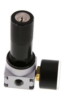 Régulateur de pression G1/4'' 600l/min 0.5-10.0bar/7-145psi Manomètre 40 mm Serrure à cylindre Multifix 0