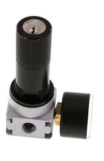 Régulateur de pression G1/4'' 600l/min 0.5-10.0bar/7-145psi Manomètre 40 mm Serrure à cylindre Multifix 0