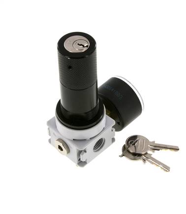 Régulateur de pression G1/4'' 700l/min 0.1-3.0bar/1-44psi Manomètre 40 mm Serrure à cylindre Multifix 0