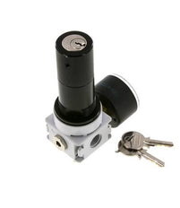 Régulateur de pression G1/4'' 700l/min 0.1-3.0bar/1-44psi Manomètre 40 mm Serrure à cylindre Multifix 0