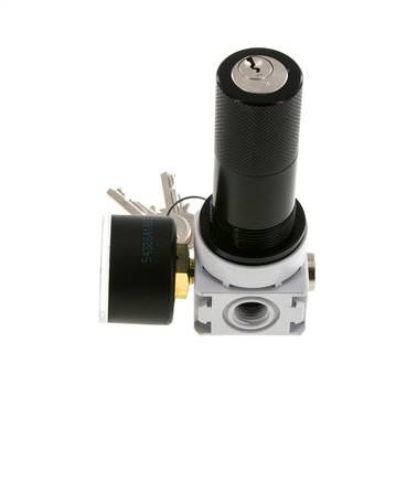 Régulateur de pression G1/4'' 700l/min 0.1-3.0bar/1-44psi Manomètre 40 mm Serrure à cylindre Multifix 0