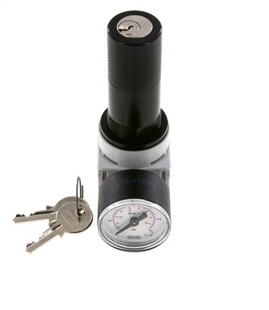 Régulateur de pression G1/4'' 700l/min 0.1-3.0bar/1-44psi Manomètre 40 mm Serrure à cylindre Multifix 0