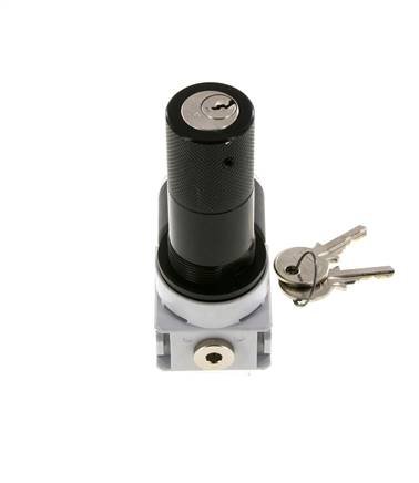 Régulateur de pression G1/4'' 700l/min 0.1-3.0bar/1-44psi Manomètre 40 mm Serrure à cylindre Multifix 0
