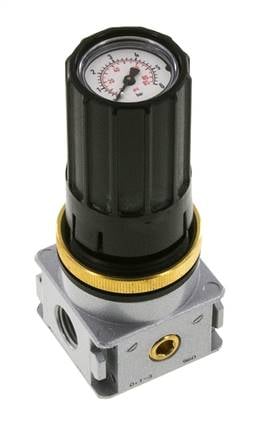 Régulateur de pression G1/4'' 1450l/min 0.1-3.0bar/1-44psi Bouton en fonte de zinc avec manomètre Multifix 0