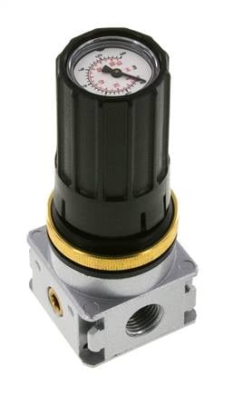 Régulateur de pression G1/4'' 1450l/min 0.1-3.0bar/1-44psi Bouton en fonte de zinc avec manomètre Multifix 0