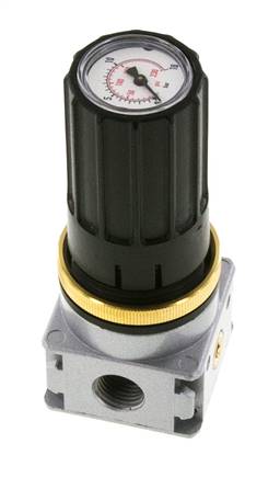 Régulateur de pression G1/4'' 1450l/min 0.5-10.0bar/7-145psi Bouton en fonte de zinc avec manomètre Multifix 0