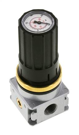 Régulateur de pression G1/4'' 1450l/min 0.5-10.0bar/7-145psi Bouton en fonte de zinc avec manomètre Multifix 0