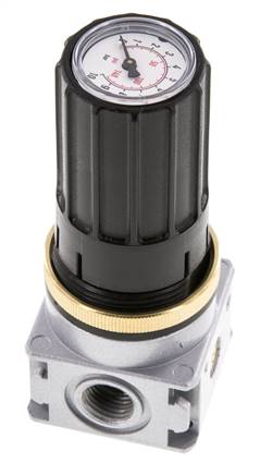 Régulateur de pression G1/4'' 1450l/min 0.2-6.0bar/3-87psi Bouton en fonte de zinc avec manomètre Multifix 0
