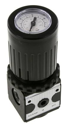 Régulateur de pression G1/4'' 2100l/min 0.2-6.0bar/3-87psi Bouton en fonte de zinc avec manomètre Multifix 1