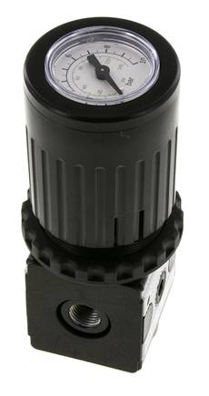 Régulateur de pression G1/4'' 2100l/min 0.2-6.0bar/3-87psi Bouton en fonte de zinc avec manomètre Multifix 1