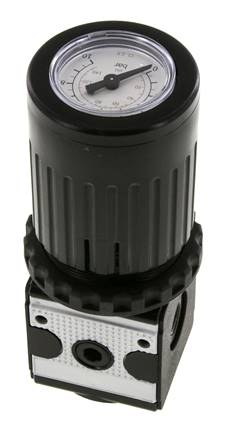 Régulateur de pression G1/4'' 2100l/min 0.2-6.0bar/3-87psi Bouton en fonte de zinc avec manomètre Multifix 1