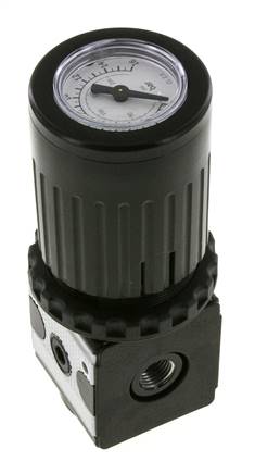 Régulateur de pression G1/4'' 2100l/min 0.5-10.0bar/7-145psi Bouton en fonte de zinc avec manomètre Multifix 1