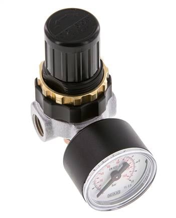 Régulateur de pression G1/4'' 330l/min 0.5-6.0bar/7-87psi en fonte de zinc standard 0