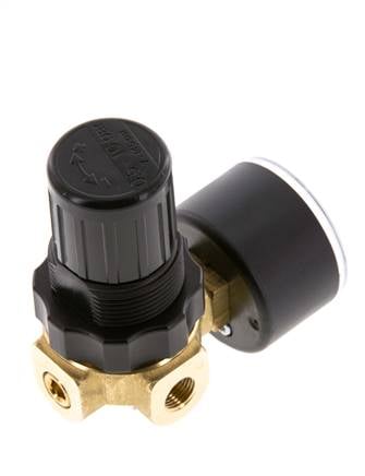 Régulateur de pression G1/4'' 330l/min 0.2-6.0bar/3-87psi Air Eau Laiton Standard 0