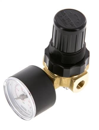 Régulateur de pression G1/4'' 330l/min 0.5-10.0bar/7-145psi Air Eau Laiton Standard 0