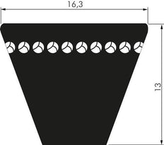 Courroie trapézoïdale métrique dentée XPB 16.3x13 Li-7040mm Ld-7100mm DIN 7753